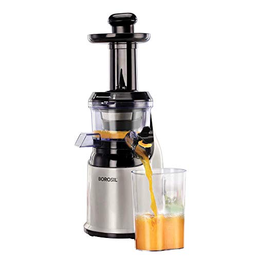 Borosil Health Pro 200W Cold Press Slow Juicer | 600Ml Pulp Collector With 600Ml Juice Container With Feeder Tube Tray | Portabl