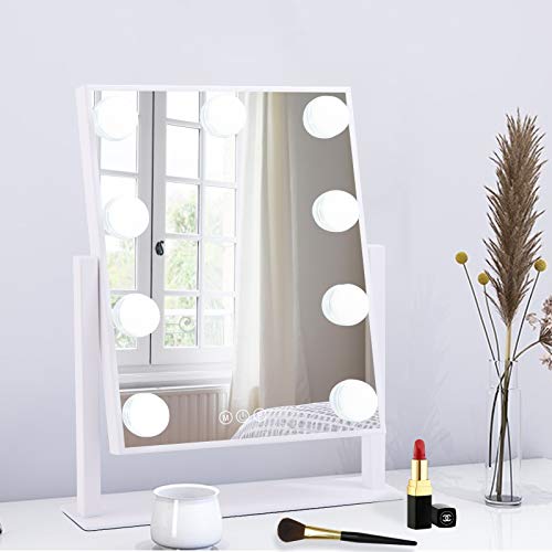 Bwllni Lighted Makeup Mirror Hollywood Mirror Vanity Mirror With Lights, Touch Control Design 3 Colors Dimable Led Bulbs, Detach