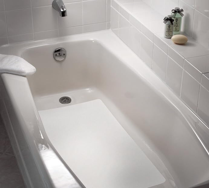 OTTC Safety Solutions Peel and Stick Non-Slip Bathtub Mat, 16" x 34", White, Vinyl