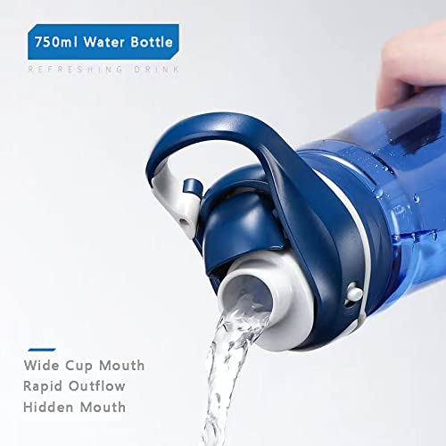 DEARART 2 Pack 26oz Blue Water Bottle and Pink Water Bottle Without Straw  AUTOSPOUT Wide Mouth BPA FREE Leak Proof  Has Handle Easy Carried Suit Office Home Sports Travel School etc.