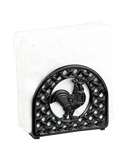 Home Basics Cast Iron Rooster Napkin Holder / Freestanding Tissue Dispenser Organizer For Kitchen Countertop, Durable, Sturdy, H