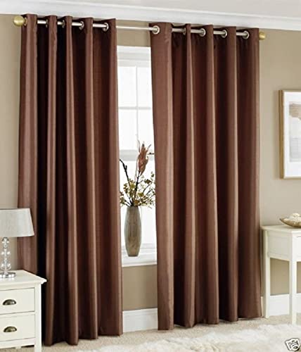 Decoholic Brown Polyester Window Curtain 6 Feet | Darkening Faux Texture Plain Drape With Eyelets | Pack Of 1 Panel For Living R