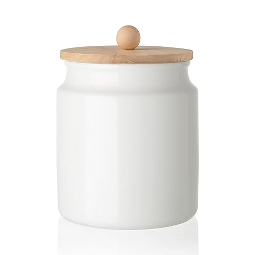 SWEEJAR Kitchen Canisters  28 FLOZ Ceramic Food Storage Jar with Bamboo Lid and Seal Ring for Serving Ground Coffee  Tea  Sugar  Salt(White)
