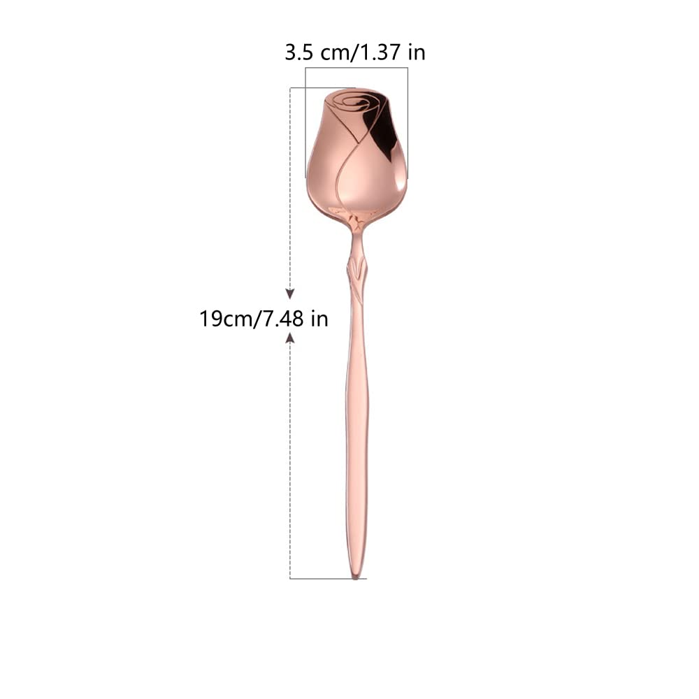 Stainless Steel Spoon Set 5 Pack, Rose Flower Shaped Spoon, Coffee Spoon,Dessert Spoon, Ice Cream Spoons, Tea Spoons,Love Spoon,