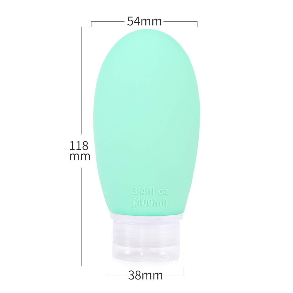 4 Pack 100 Ml Portable Travel Bottles, Leak Proof Refillable Squeezable 3.4 Fl. Oz Silicone Tubes Travel Size Toiletries Contain