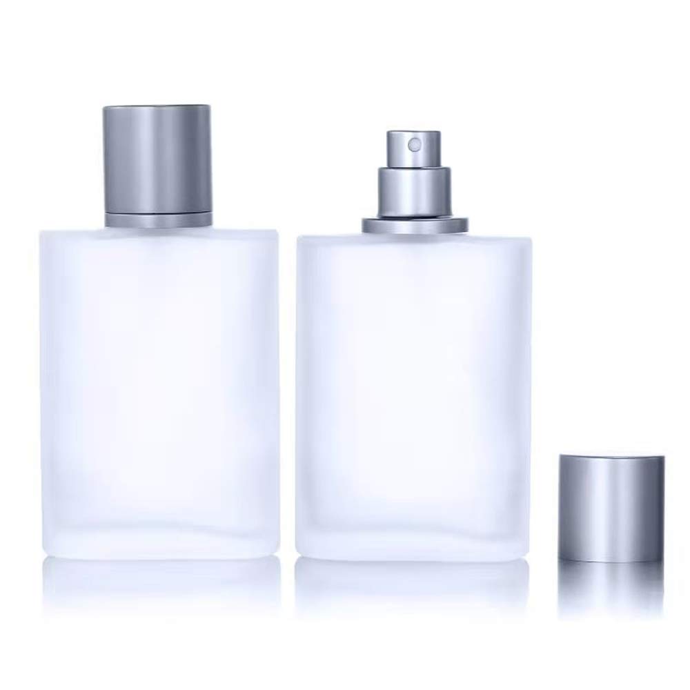 2 Pack 100Ml/3.38 Oz Empty Frosted Glass Spray Bottle Perfume Atomizer, Refillable Fine Mist Spray Empty Perfume Bottles With 4
