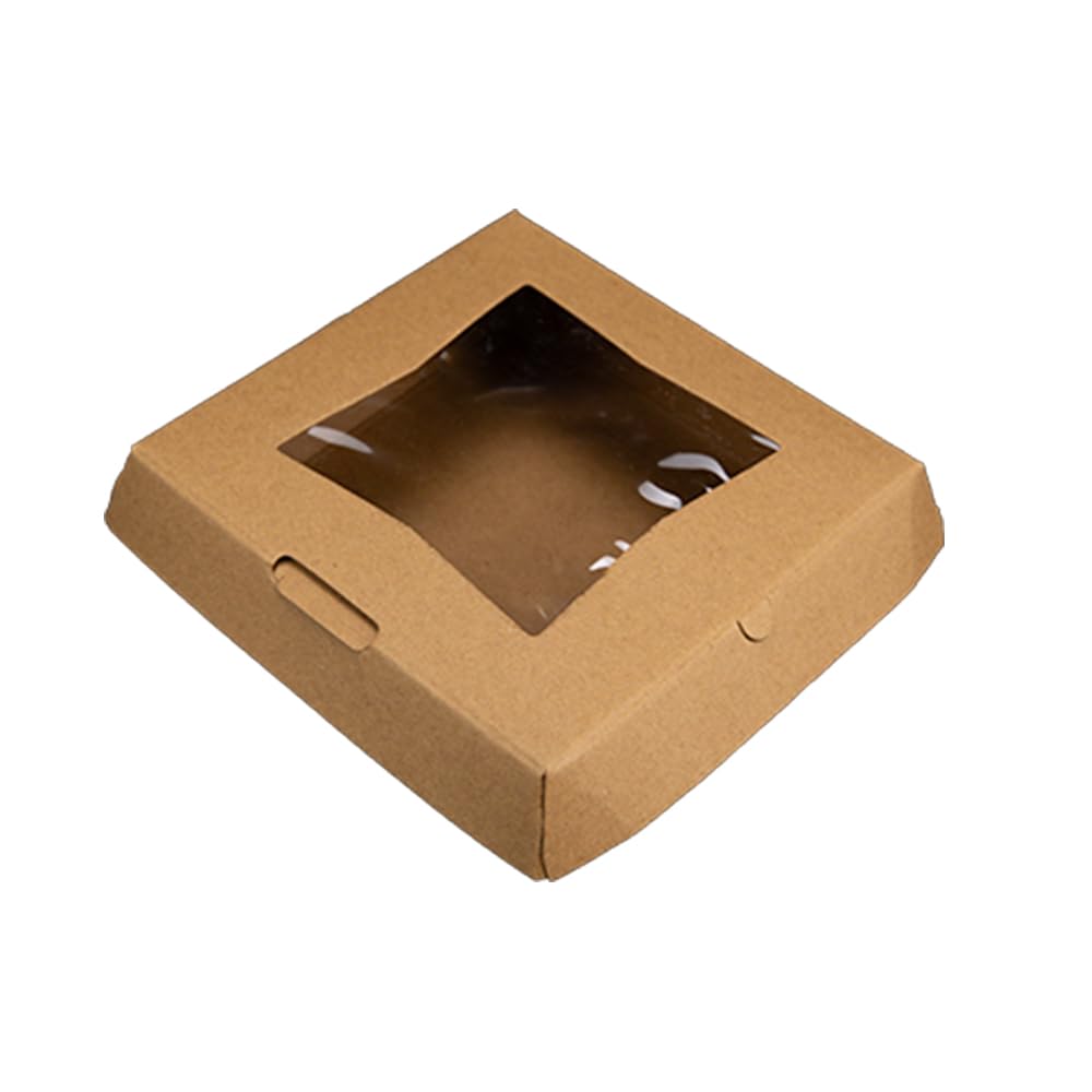 sctray SCT 07C1109 Pizza Clamshell, Square, Kraft, Natural, Window, Study and Disposable (Pack of 200)