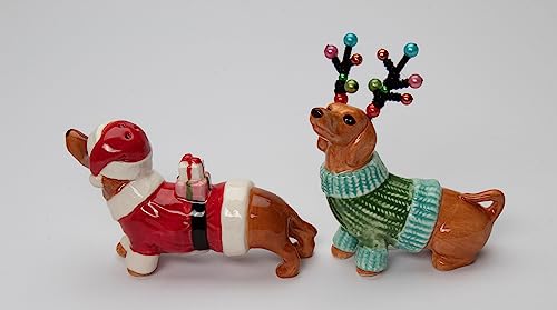 Cosmos Gifts 57013 Christmas Dachshund Dogs Salt And Pepper Shaker, Multicolor, 3 3/8'' X 1 5/8'' X 3 7/8''H
