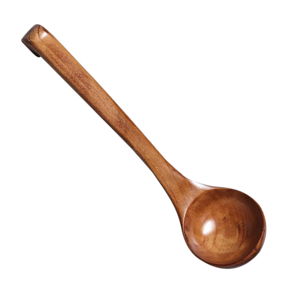 OSOLADY Japanese Wooden Soup Ladle Long Handle Deep Wood Spoon for Cooking Hot Pot and Porridge Kitchen Serving Utensil Dark Woo