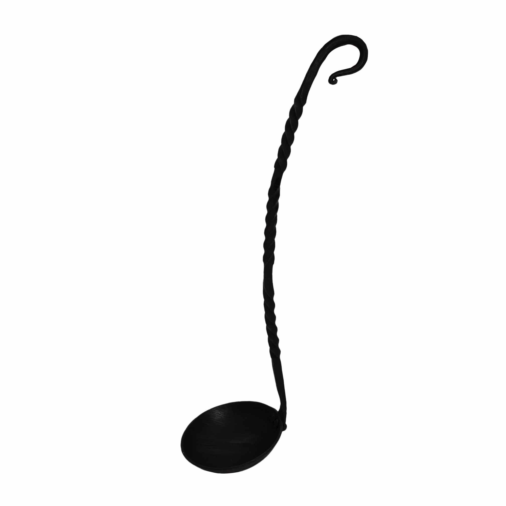 Lord of Battles Hand Forged Iron Ladle  11 inch Twisted Handle Cooking Ladle, Rustic Medieval Style Serving Spoon for Kitchen, 