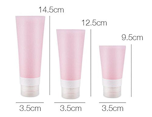 3Pcs 80Ml 2.7Oz Pink Empty Silica Gel Squeeze Tubes With Flip Cap Emulsion Lotion Shower Gel Shampoo Conditioner Holder Refillab