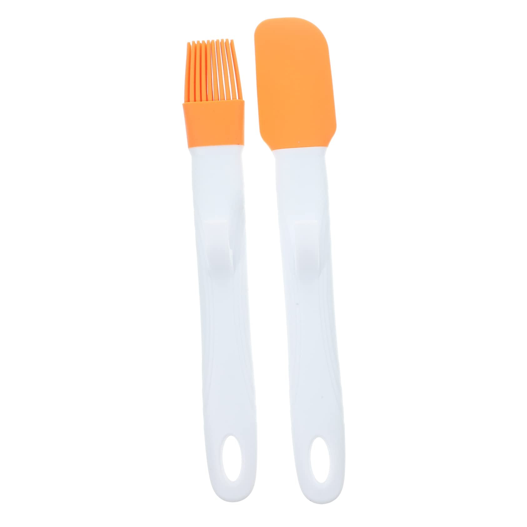 Hemobllo 1Set Silicone Spatula And Oil Basting Brush Set For Baking And Cooking Flexible Cake And Bread Scraper With Ergonomic H