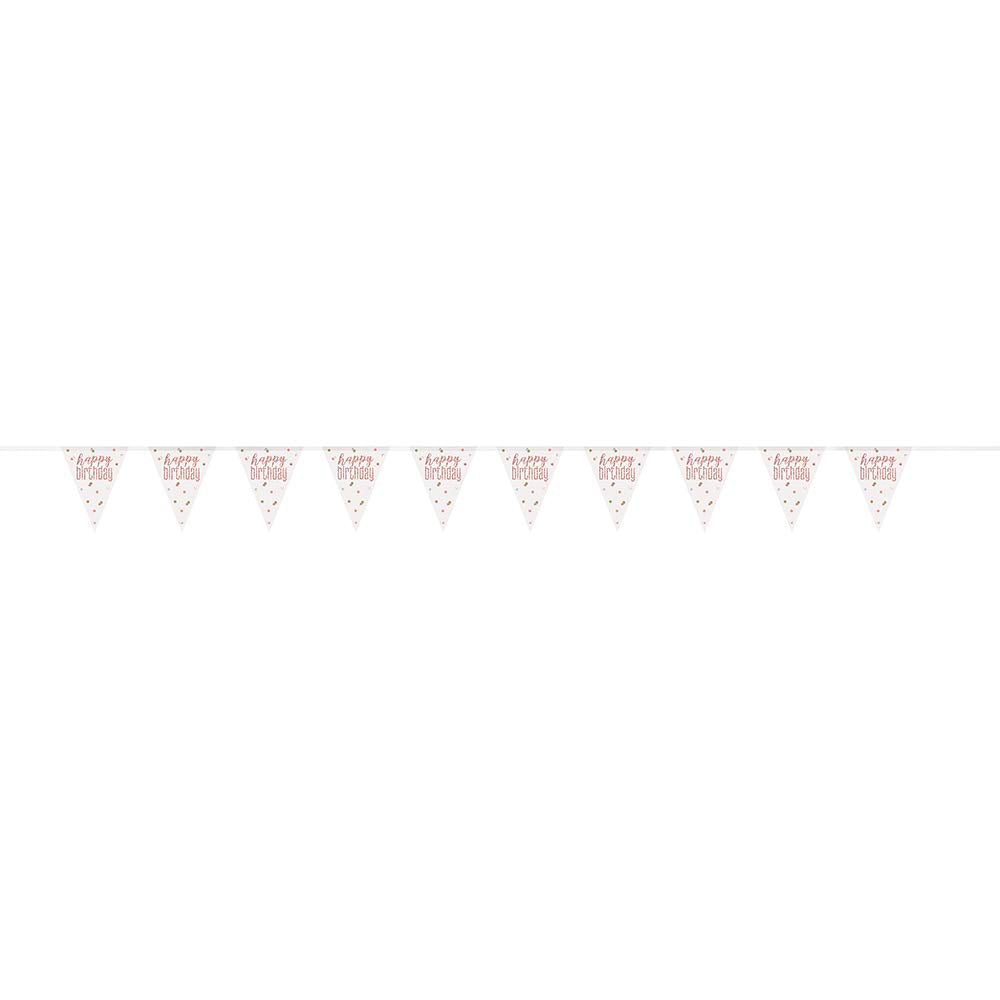 Unique 84835'' Happy Birthday Rose Gold Plastic Pennant Banner-9' | Prismatic 1 Pc