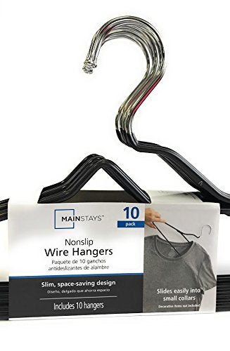 Mainstays Nonslip Heavy Wire Clothes Hangers, 10 Count Black
