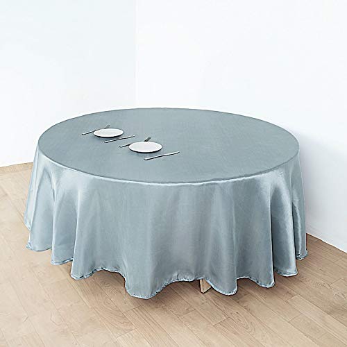 Balsacircle 108-Inch Dusty Blue Round Satin Tablecloth Table Cover Linens For Wedding Party Catering Kitchen Dining Events Kitch
