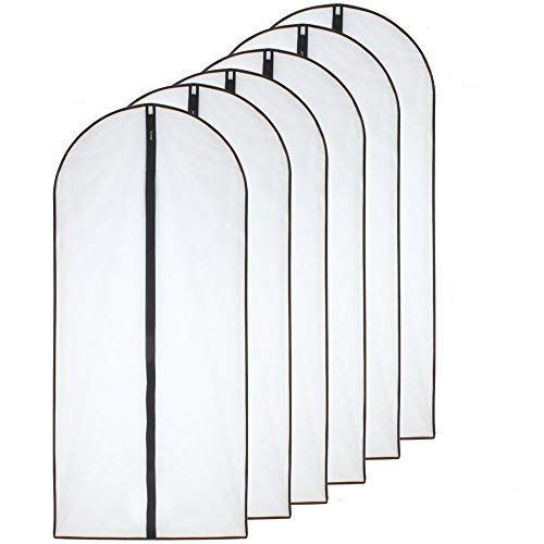 Homeclean Hanging Garment Bag (Set Of 6) Lightweight Clear Full Zipper Black Dress Bags Peva Garment Breathable Bags Cover For C