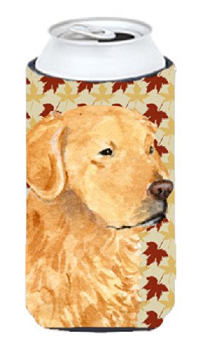Golden Retriever Fall Leaves Portrait  Tall Boy Beverage Insulator Beverage Insulator Hugger