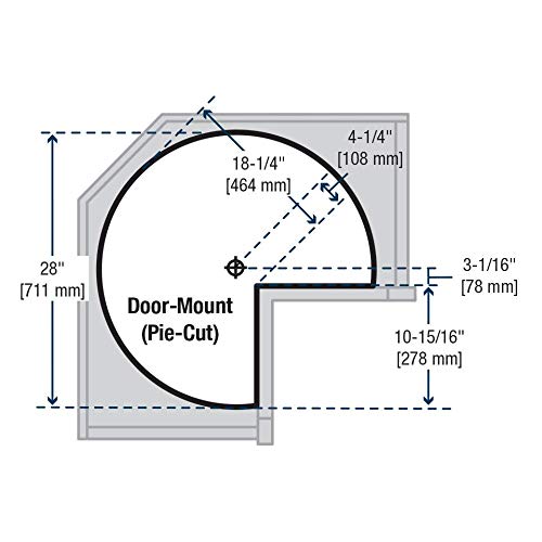 Kv Lazy Susan Pie Cut Door Mounted 2 Polymer Shelves 28'' (Set) White
