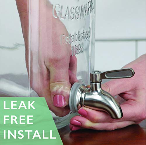 Outdoor Glass Beverage Dispenser with Stainless Steel Spigot  Handle & Hanging Chalkboard - 1 Gallon Drink Dispenser for Lemonade  Tea  Cold Water | Ilyapa is an American Family-Owned Business