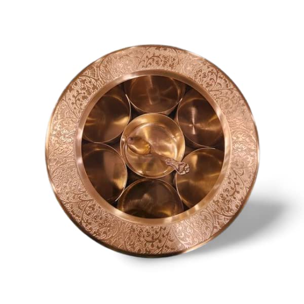 Yrk Brass Spice Box Set 8 Inch With See Thru Lid And 50 Ml Capacity Bowls | Brass Masala Box For Kitchen | Masala Dani | Masala 