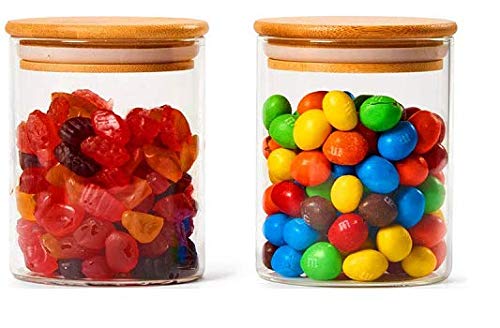 Homeprism 500 Ml (Set Of 2) Glass Storage Airtight Jars With Wooden Lid For Coffee Tea Sugar Spice (2, 500 Ml)