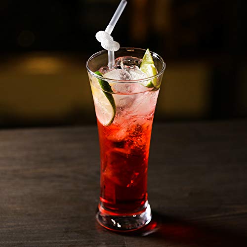 Alink 200 Pcs Flexible Clear Plastic Extendable Drinking Straws, Extra Long Disposable Bendy Party Fancy Straws