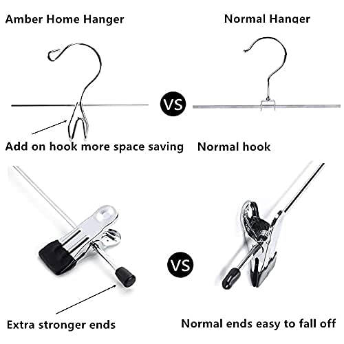 Amber Home 26 Pack Heavy Duty Add On Metal Pants Skirt Hangers, Stackable Add-On Metal Clothes Hangers With 2-Adjustable Clips,