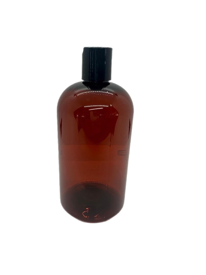 Caribbean Coastal Delights 16 Oz Amber Plastic Bottle With Black Disc Cap - 2 Pack - Bpa-Free And Break-Resistant - Perfect For