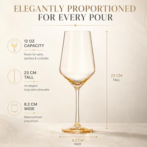 Monet Stemmed Wine Glassware, Yellow, Set of 2