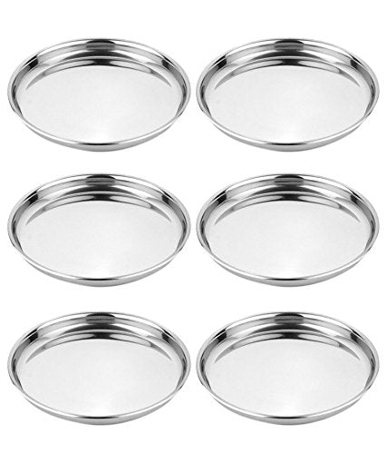 Royal Sapphire Stainless Steel Plate | Dinner Plate | Set Of 6 Mess Trays Great For Camping | 26.5 Cm
