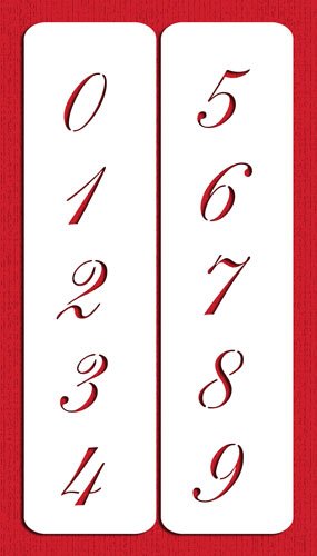 Designer Stencils 1.25 Inch Script Numbers Cake Stencils, Beige/Semi-Transparent