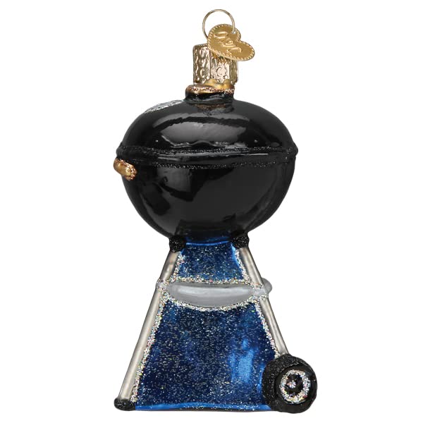 Old World Christmas Black Classic Barbecue Glass Blown Ornament for Christmas Tree, Handcrafted Holiday Decoration, Kitchen Coll
