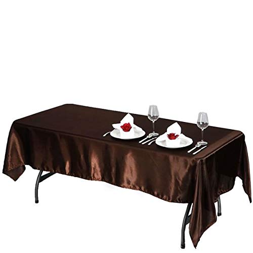 Balsacircle 60X102 Inch Chocolate Brown Satin Rectangle Tablecloth Table Cover Linens Wedding Table Cloth Reception Events Kitch