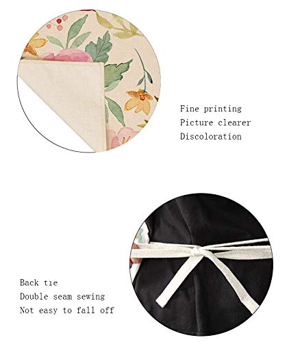 Tovip Sugar Skull 2Pcs Flower Apron Women Men Colorful Skull Cotton Linen Aprons For Kitchen Home Cooking Baking Cleaning Access