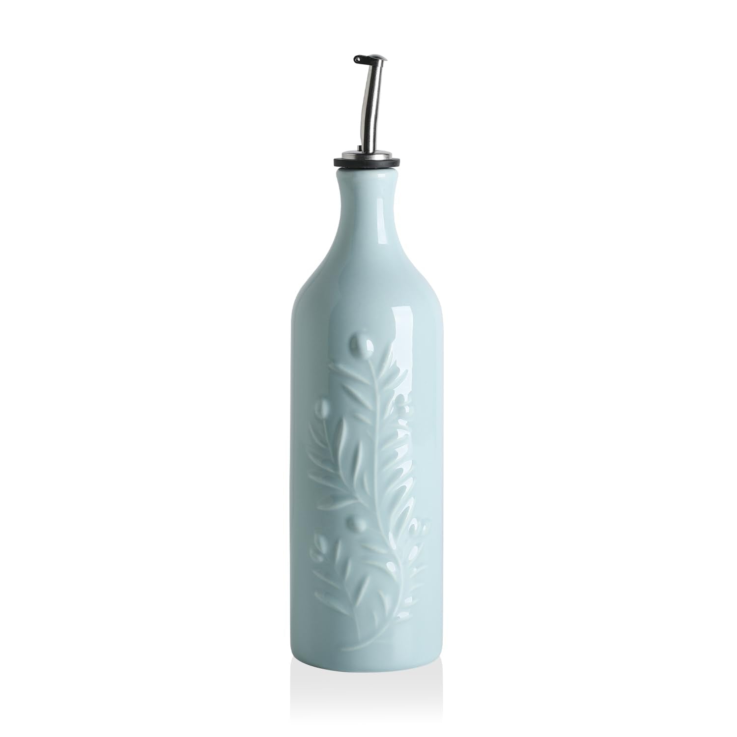 Sweejar Large Olive Oil Dispenser Bottle with Spout, 24 Oz Ceramic Oil Dispenser for Kitchen, Relief Opaque Cruet, Container for
