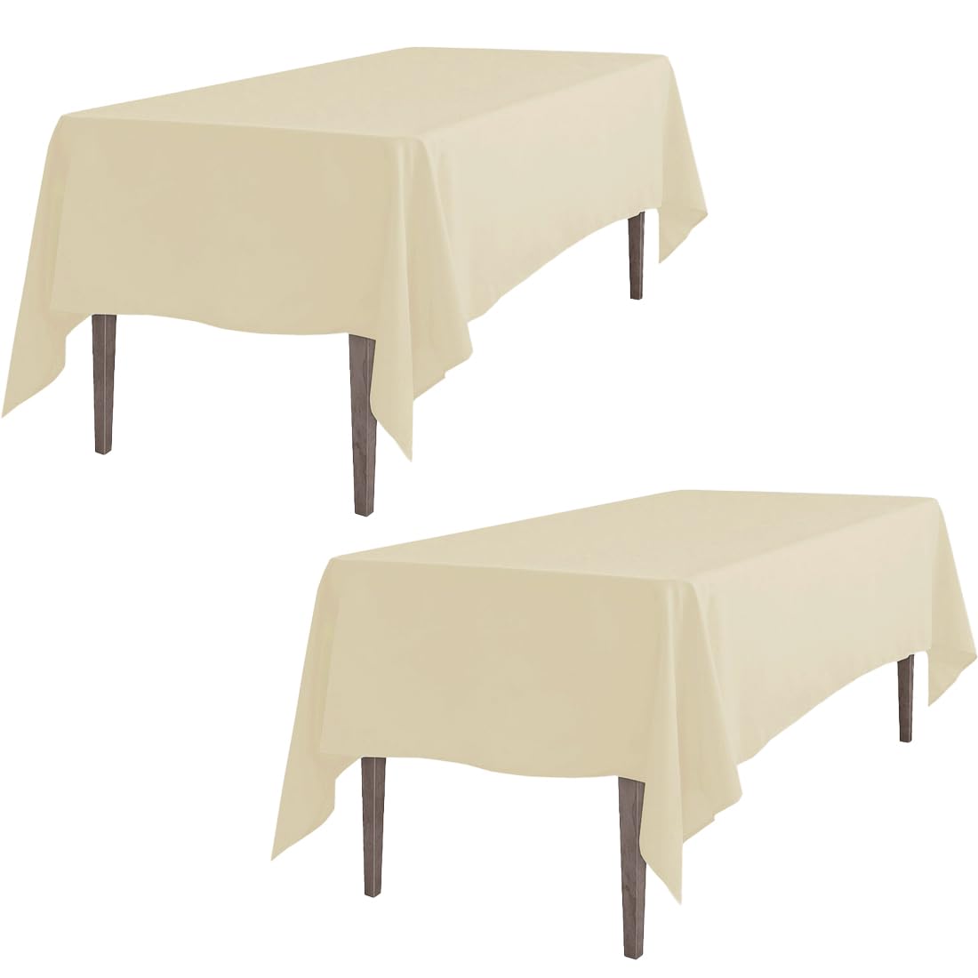 Ltc Linens 2 Pack Beige Rectangular Tablecloths 60 X 102 Inches For 6 Feet Rectangle Banquet Tables With Half-Drop - Stain And W