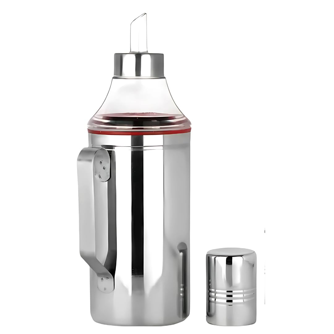 Steeluxe Kitchen Stainless Steel Oil Dispenser With Nozzle And Handle | 1 Litre Cooking Oil Can | Steel Oil Pourer Bottle For Ki