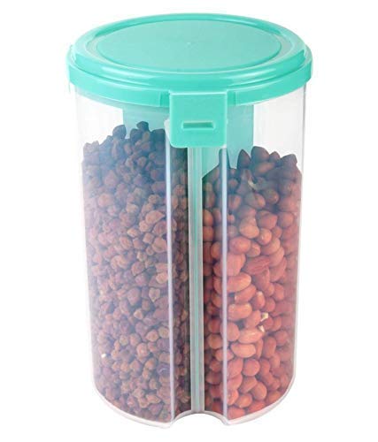 Kproxi Food Container 3 In 1 Transparent Plastic Lock Food Storage Airtight Container Jar For Cereals, Snacks, Pulses 3 Section 