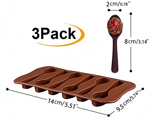 Bamutu Spoon Shape Molds 3 Pcs-6 Cavity Chocolate Candy Gummy Molds Food Grade Chocolate Ice Jelly Silicone Mold Homemade Cupcak