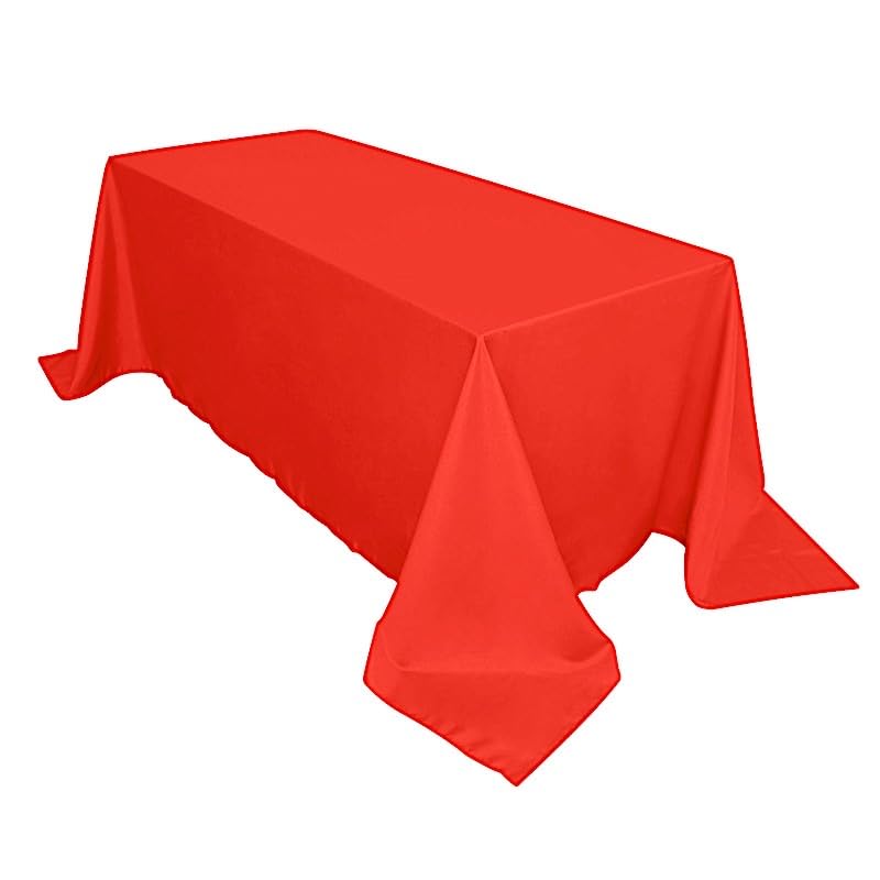 Balsacircle 90X132-Inch Red Rectangle Polyester Tablecloth Table Cover Linens For Wedding Party Events Kitchen Dining