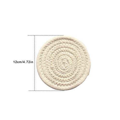 Gracelife 6Pcs Cup Mat Pure Cotton Thread Weave Round Drink Hot Pads Mats Set Absorbent Scald-Proof Drink Coasters (Beige)