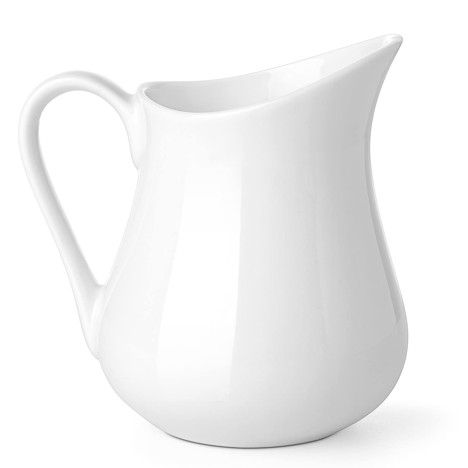 Gurygo 10 Oz Classic White Ceramic Small Creamer Pitcher with Handle- Fine Porcelain Small Milk Pitcher - Ceramic Creamer Contai
