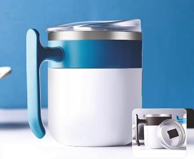 VELUZA Coffee Mug Round Pop  Tea & Coffee Plastic Milk Mug Inside Steel with Lid  Travel Mug Smoothies Fruit Juice Bottle for 