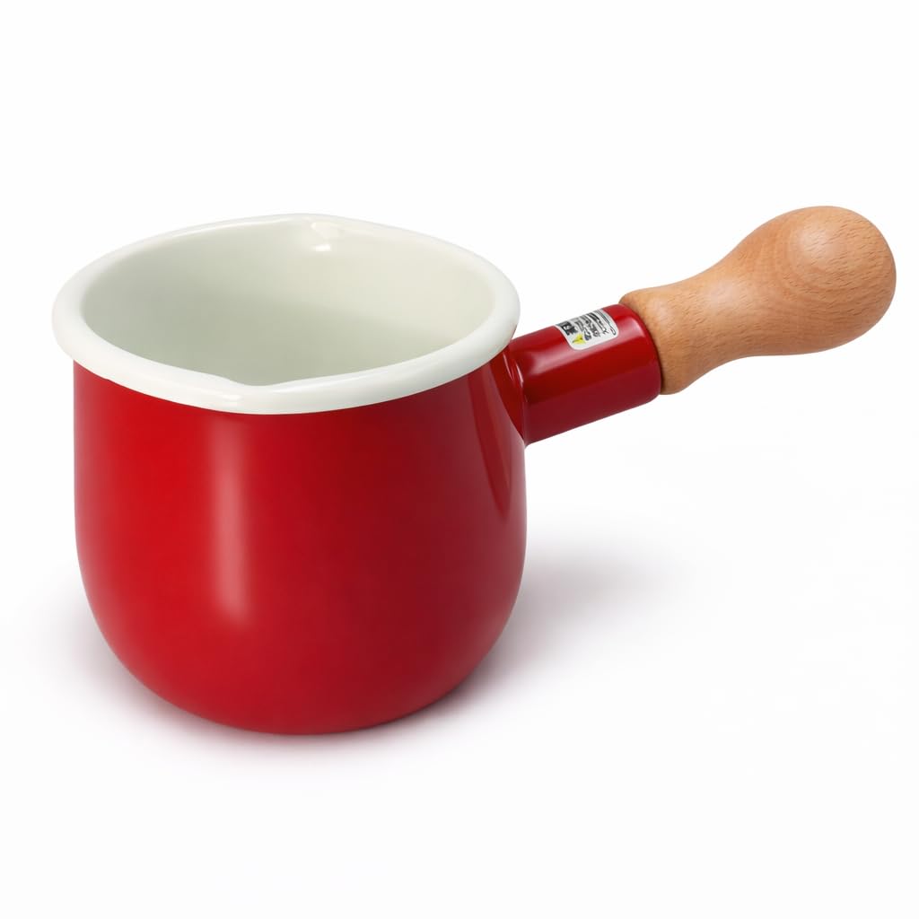 0.6qt Mini Enamel Milk Pot [ Designed in Japan ] 18.6 fl oz Butter Melter Milk Boiler Mini Saucepan with Pour Spout Butter Melti