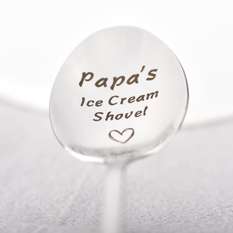 Papa Gift Spoons From Granddaughter Grandson, Papa'S Ice Cream Shovel Spoon For Grandpa Papa Father'S Day Birthday Gifts For Ice