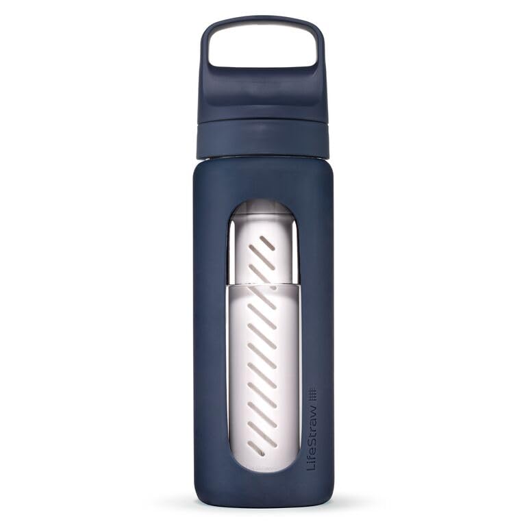 LifeStraw Go Series - Glass Water Filter Bottle Made from Hand-Blown Glass with Silicone Sleeve for Hydration at Home or on-the-