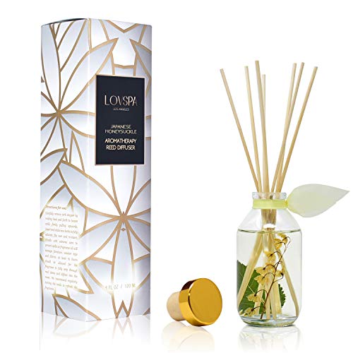 Lovspa Japanese Honeysuckle Reed Diffuser Set - Scented Stick Room Freshener - Made In The Usa