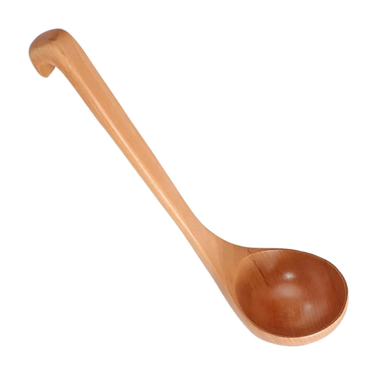 OSOLADY Wooden Soup Ladle Long Handle Natural Wood Ladle for Cooking and Serving Asian Soup Spoon Suitable for Hot Pot and Kitch