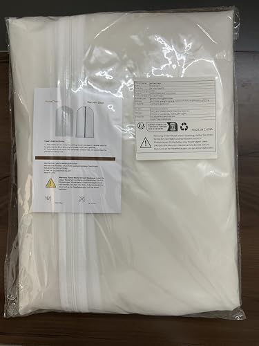 garment Bag clear 24 x 40 Suit Bag Moth Proof garment Bags White Breathable Full Zipper Dust cover for Suit Dance clothes closet Pack of 6