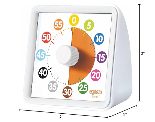 Color Visual Timer For Kids, Preschoolers & Toddlers - Silent Classroom And Home 60-Minute Countdown Clock, Time Management Tool